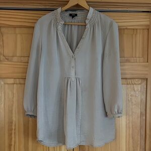 Mossimo Supply Co. Beige Smocked-Neck Henley Tunic